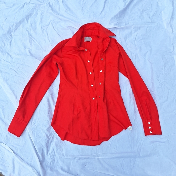 Red Button-Up Shirt Ranch Wear - Picture 1 of 5